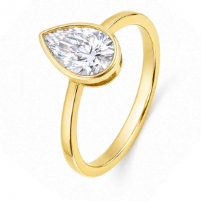 Bague solitaire diamant Poire de laboratoire