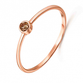 Bague solitaire en or rose et diamant marron