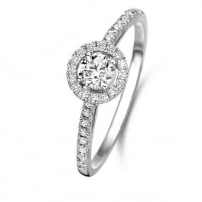 Bague solitaire Halo Beyond - 0.40 ct