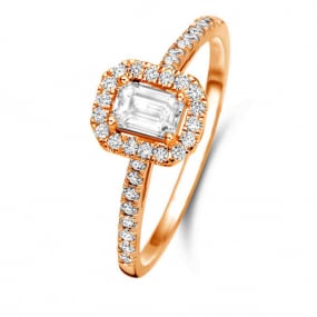 Bague solitaire Halo Beyond - 0.70 ct