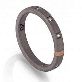 Bague Titane et Or sertie de diamants - Mano J