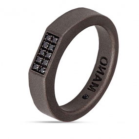 Bague Titane et Or sertie de diamants Noirs - Mano J