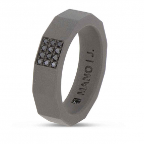 Bague Titane Mano J et Diamant Noir