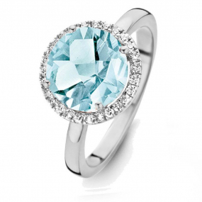 Bague Topaze Sky Blue et diamants One