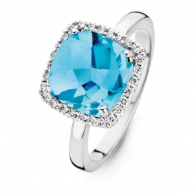 Bague Topaze Swiss Blue et Diamants One