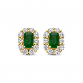 Boucles d'oreilles meraude et diamants