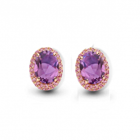 Boucles d'oreilles amthyste et saphir rose - One More