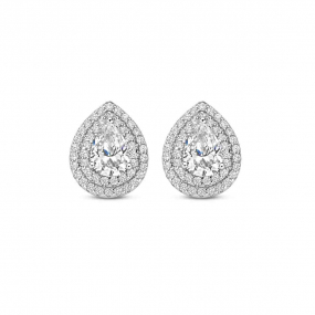 Boucles d'oreilles argent entourage poire et oxydes- Naiomy