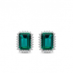 Boucles d'oreilles argent - oxyde vert - en complment