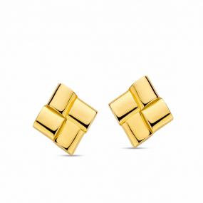 Boucles d'oreilles argent - plaqu or -  carr  - Naiomy