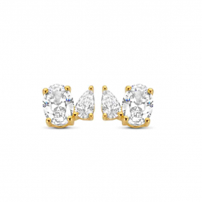Boucles d'oreilles argent plaqu or jaune et oxydes- Naiomy