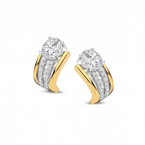 Boucles d'oreilles argent plaqu or jaune et oxydes- Naiomy
