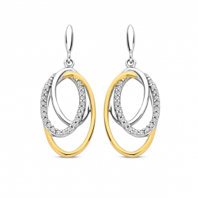 Boucles d'oreilles argent plaqu or jaune et oxydes- Naiomy