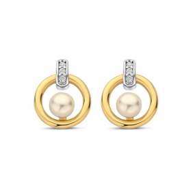 Boucles d'oreilles argent plaqu or jaune et perle- Naiomy