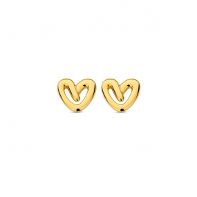 Boucles d'oreilles argent plaqu or jaune motif coeur - Naiomy