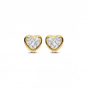 Boucles d'oreilles argent plaqu or jaune motif coeur oxydes- Naiomy