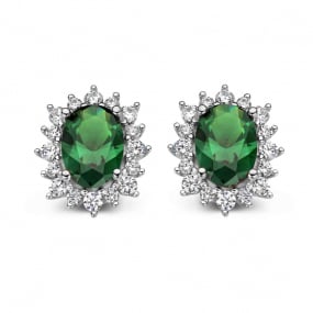Boucles d'oreilles argent zirconium vert en complment