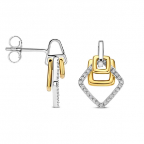 Boucles d'oreilles bicolores en argent en complément