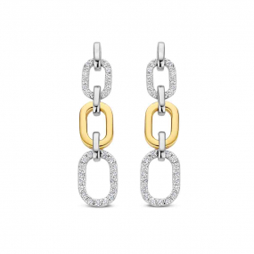 Boucles d'oreilles bicolores serties en complment