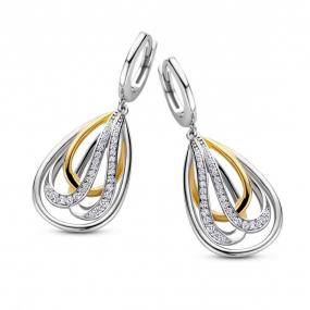 Boucles d'oreilles bicolores serties de similaire