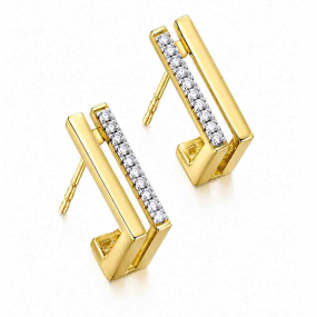 Boucles d'oreilles cr�oles carr�es Or et Diamants