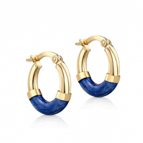 Boucles d'oreilles Cr�oles et Email bleu