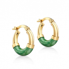 Boucles d'oreilles Cr�oles et Email vert