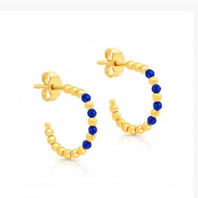 Boucles d'oreilles Cr�oles Ouvertes et spinelles bleus