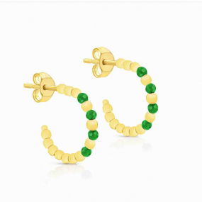 Boucles d'oreilles Cr�oles Ouvertes et Zirconiums verts