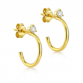 Boucles d'oreilles Demi Cr�oles et Oxyde de Zirconium