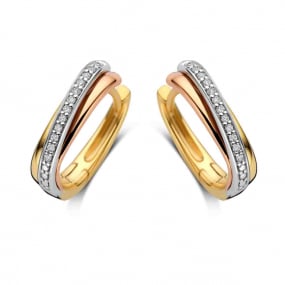 Boucles d'oreilles diamants 3 ors 
