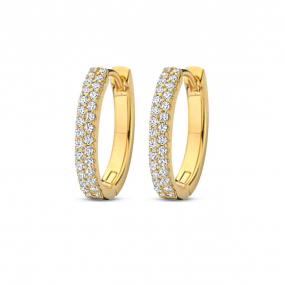 Boucles d'oreilles en argent plaqu or jaune avec sertissage pav - Naiomy