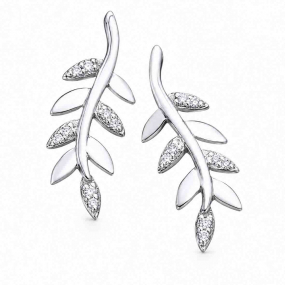 Boucles d'oreilles feuilles et diamants