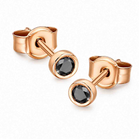 Boucles d'oreilles Or et  diamants noirs