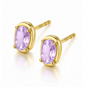 Boucles d'oreilles ovales Am�thyste