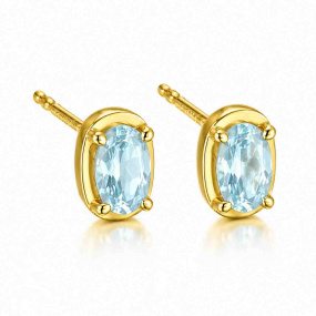 Boucles d'oreilles ovales Or Topaze bleue