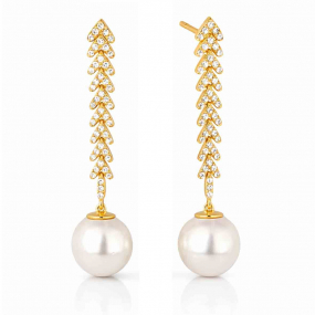 (2) Boucles d'oreilles perles Akoya et Diamants
