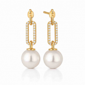 Boucles d'oreilles perles Akoya et Diamants