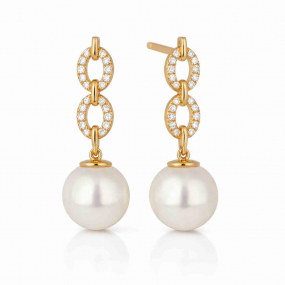 Boucles d'oreilles perles Akoya et Diamants