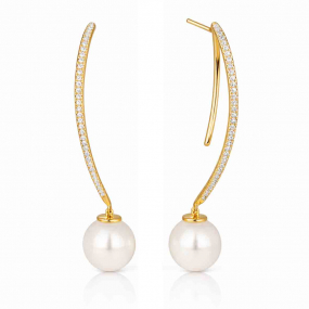 Boucles d'oreilles perles Akoya et Diamants