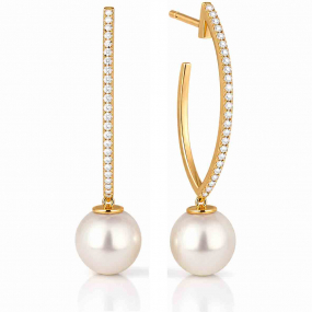 Boucles d'oreilles perles Akoya et Diamants