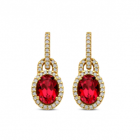 Boucles d'oreilles Rhodolite et Diamants