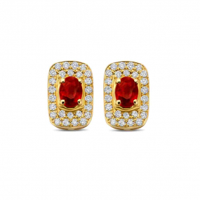 Boucles d'oreilles rubis et diamants