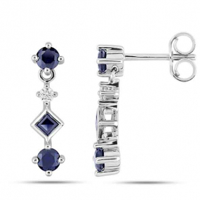 Boucles d'Oreilles Saphir et Zirconium