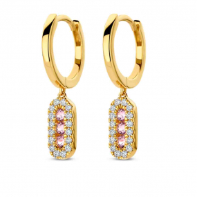 Boucles d'oreilles saphir rose et diamants