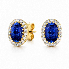 Boucles d'Oreilles Saphirs et Diamants de laboratoire