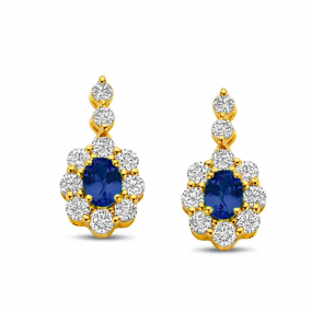 Boucles d'oreilles saphirs et diamants