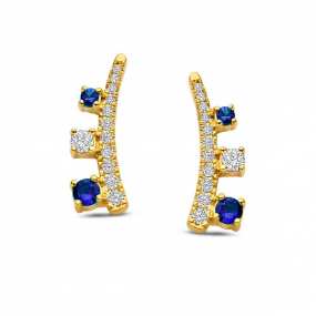 Boucles d'oreilles saphirs et diamants en complment