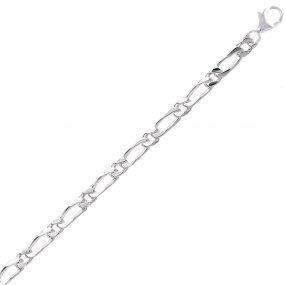 Bracelet en argent rhodié maille rectangulaire fine diamantée 16+3cm