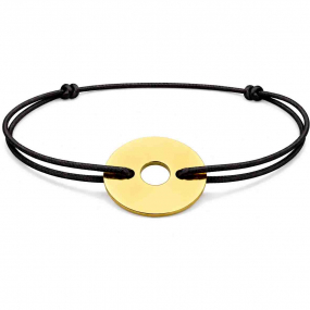 Bracelet cordon noir avec jeton similaire